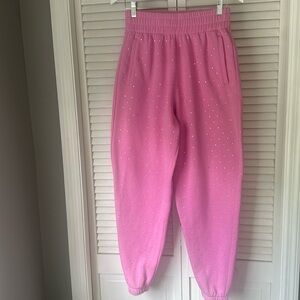 Pink sweatpants with rhinestones